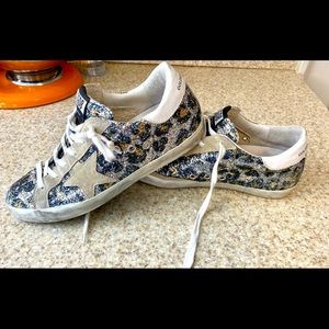 Golden Goose Leopard Glitter Superstar Sneakers